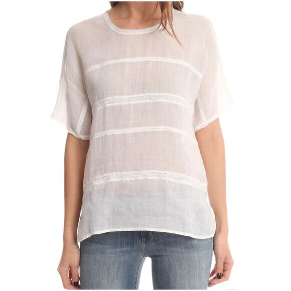 Vince Women's White Ramie Short Sleeve Summer Top, Size S - Picture 1 of 12